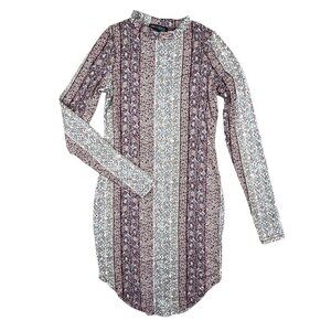 Love Cameron LA Floral Print Long Sleeve Stretch Midi Dress Medium